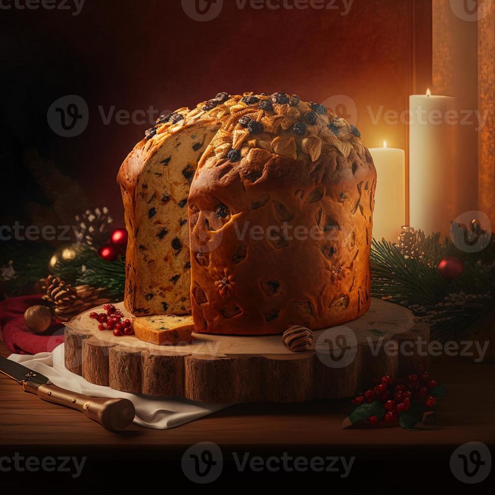 Panettone is the traditional Italian dessert for Christmas photo