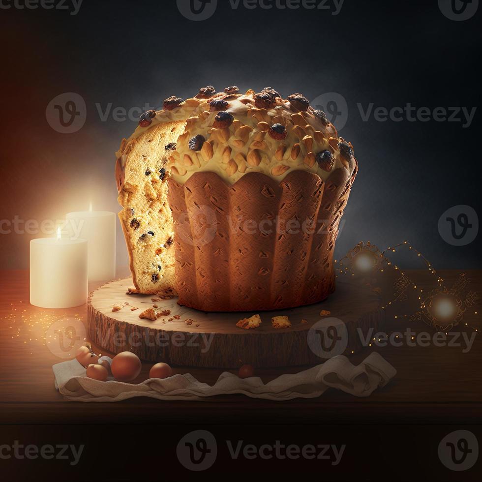 panettone es el postre italiano tradicional para navidad foto