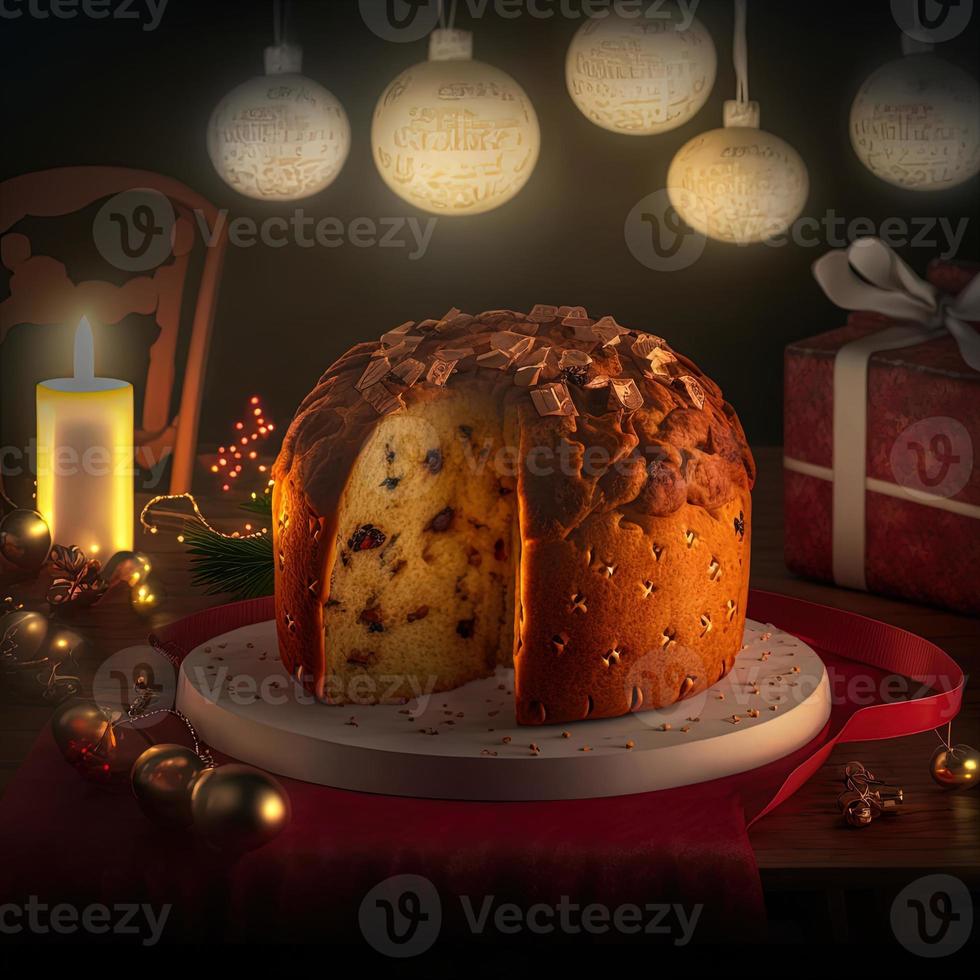 Panettone is the traditional Italian dessert for Christmas photo