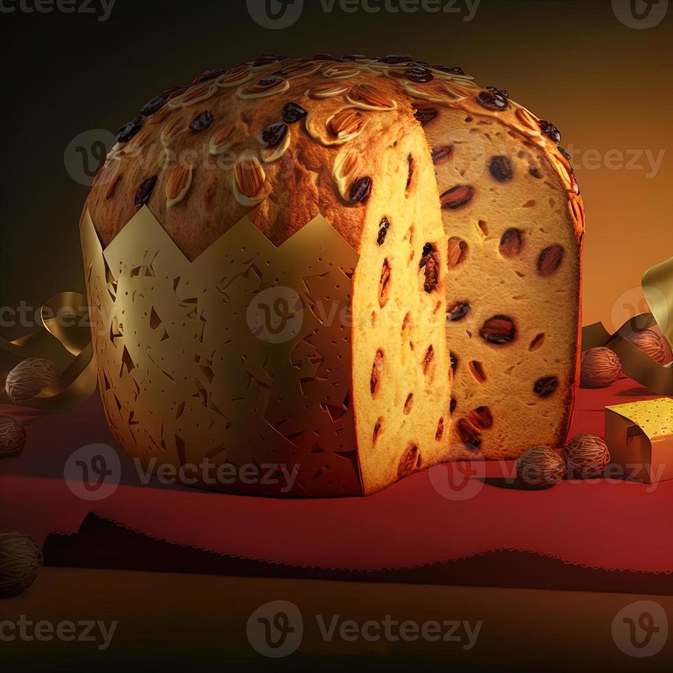 Panettone is the traditional Italian dessert for Christmas photo