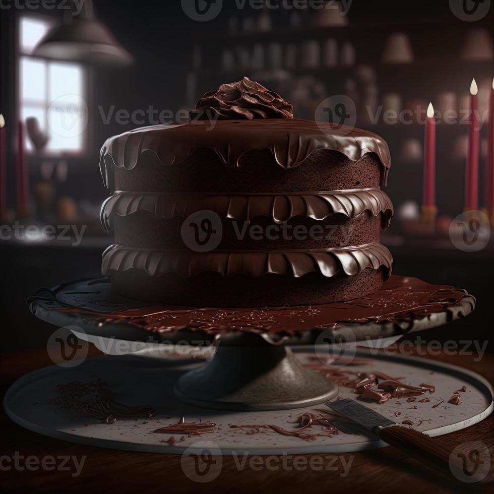Delicious dessert, elegant, homemade chocolate cake photo