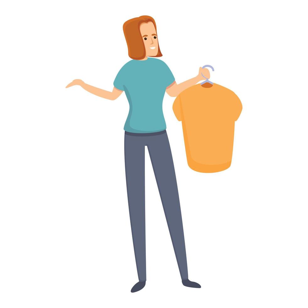 Habit buy new shirt icon, cartoon style vector
