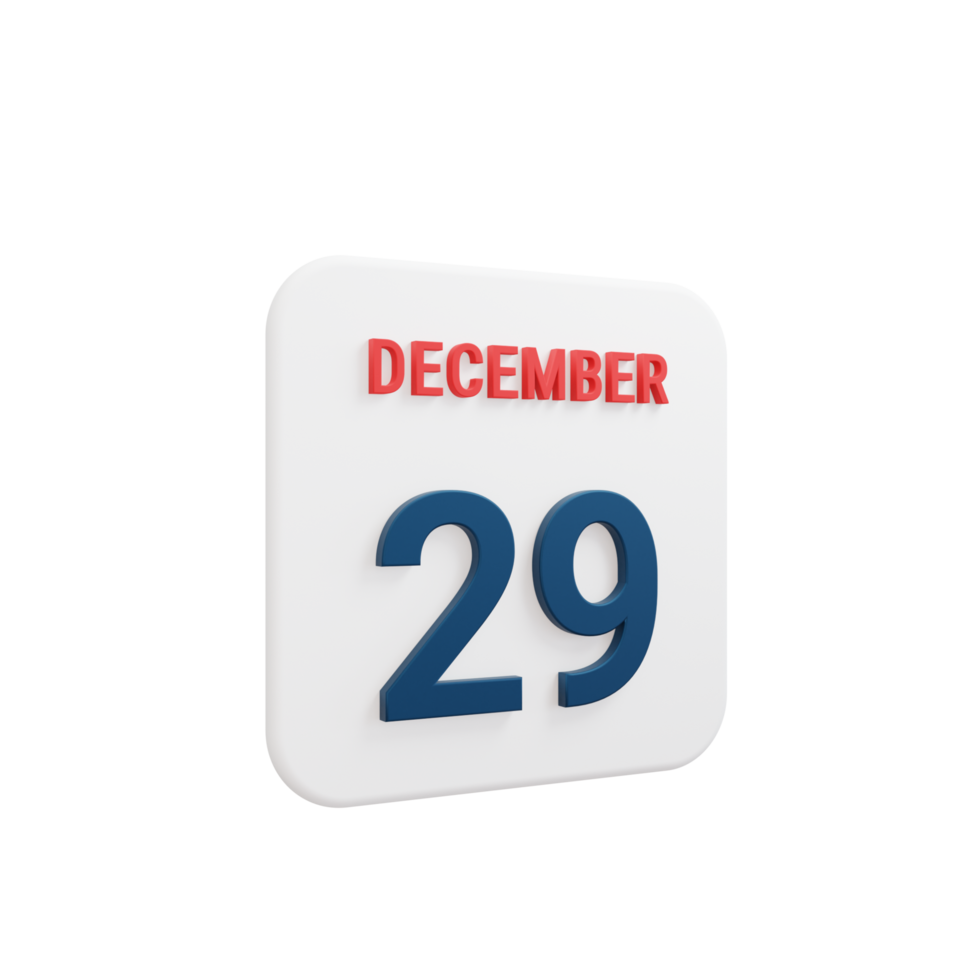 icono de calendario realista de diciembre fecha renderizada en 3d 29 de diciembre png