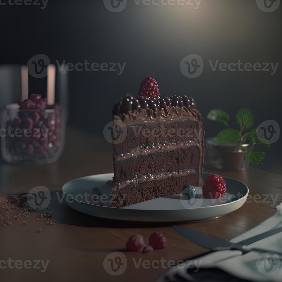 Delicious dessert, elegant, homemade chocolate cake photo