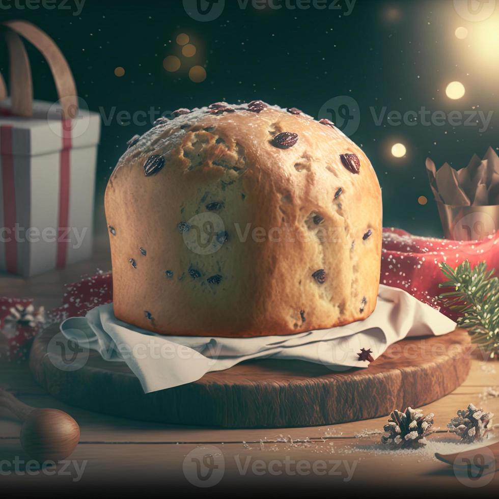 panettone es el postre italiano tradicional para navidad foto