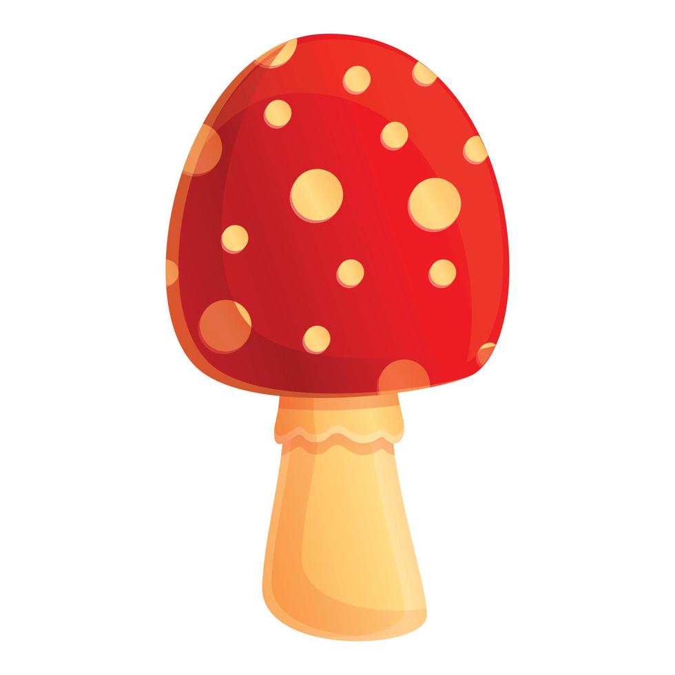 Autumn party red mushroom icon, cartoon style vector