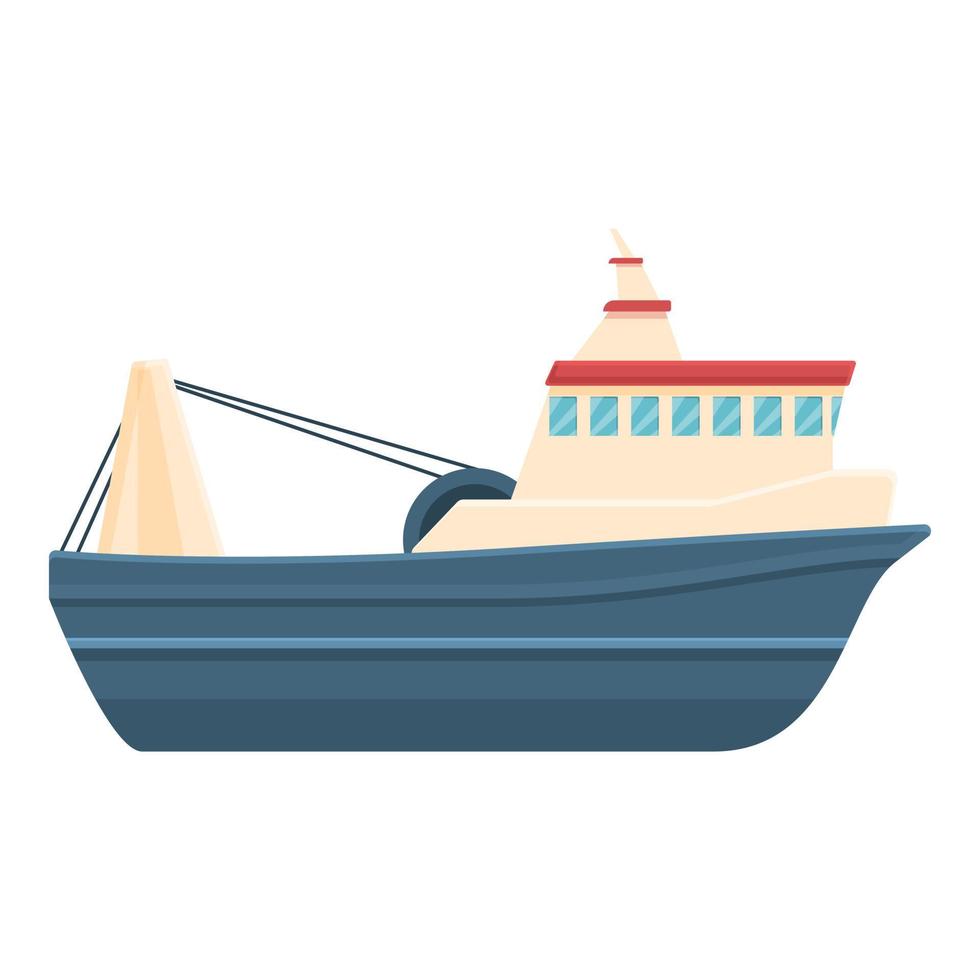 Large fishing boat icon, cartoon style vector