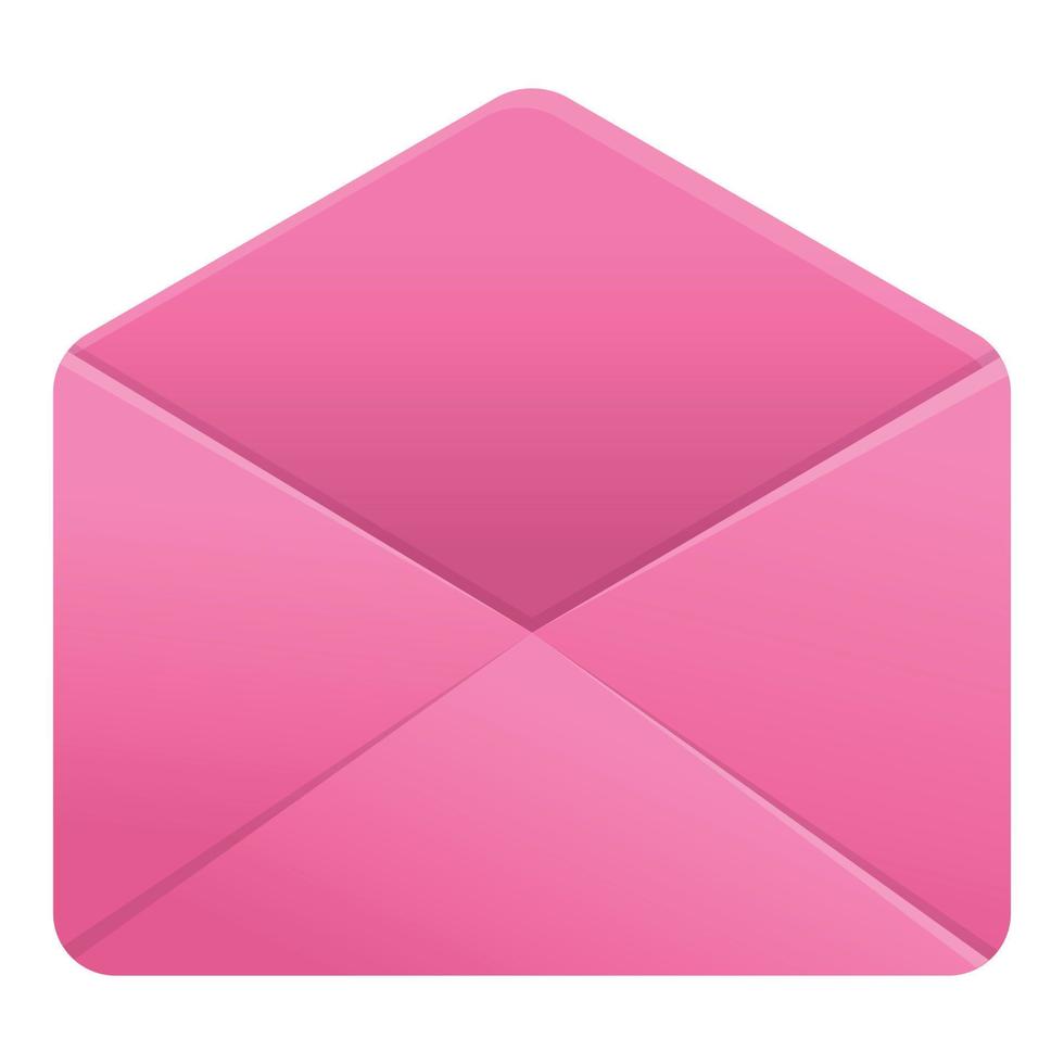 Pink envelope icon, cartoon style vector