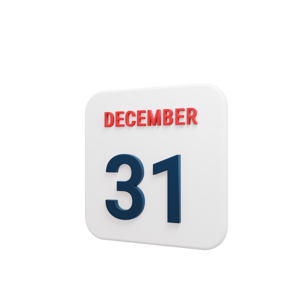 dezember realistisches kalendersymbol 3d gerendert datum 31. dezember png