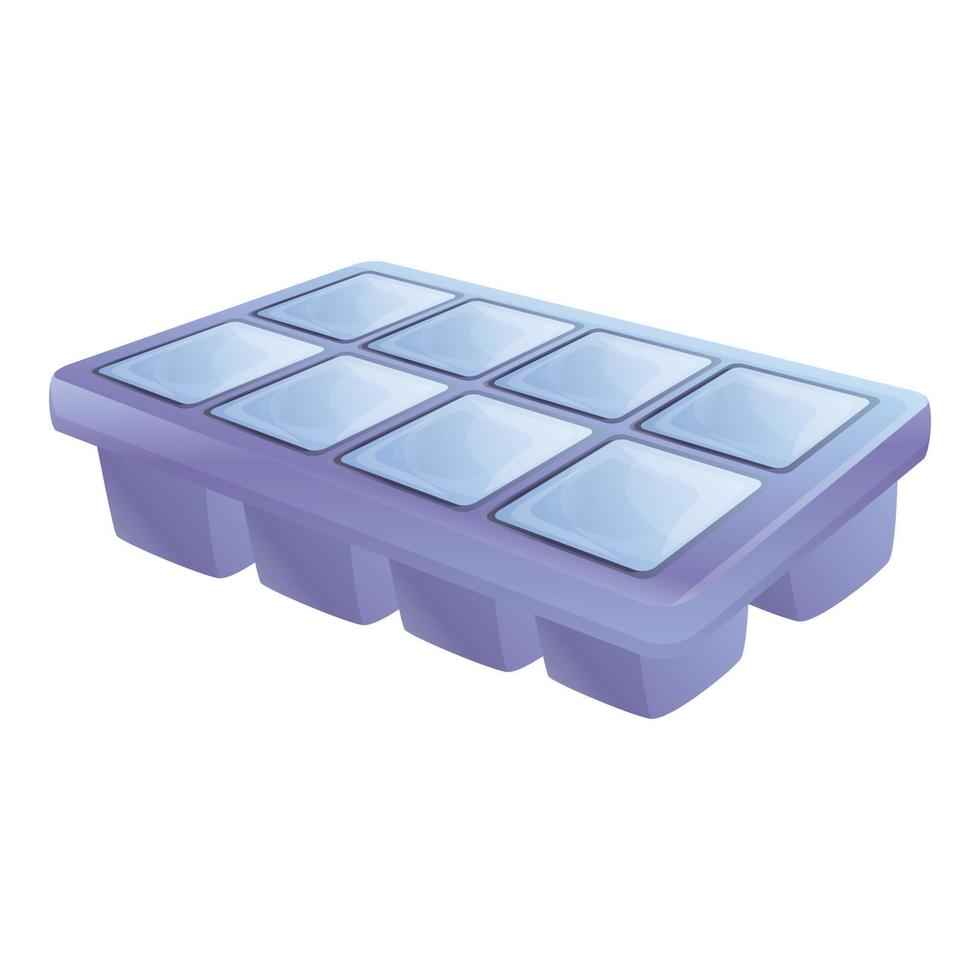 Full ice cube tray icon, cartoon style vector