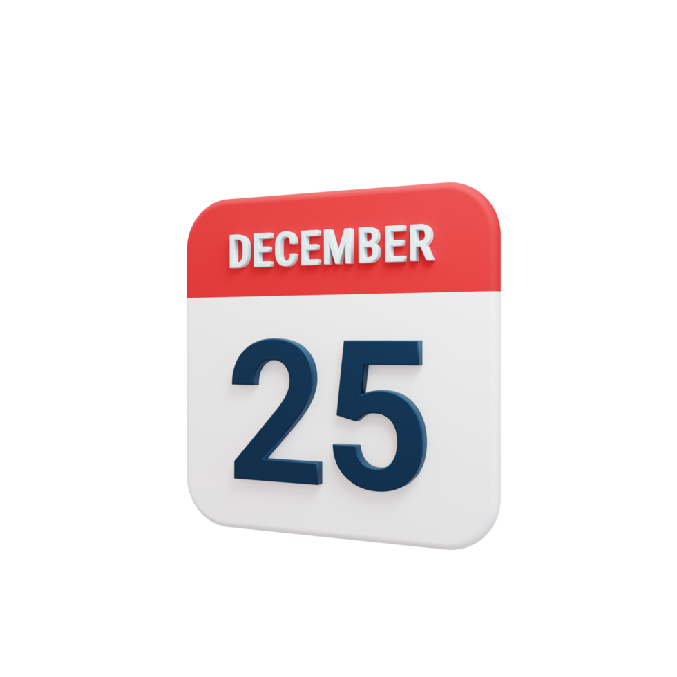 dezember realistisches kalendersymbol 3d gerendert datum 25 dezember png