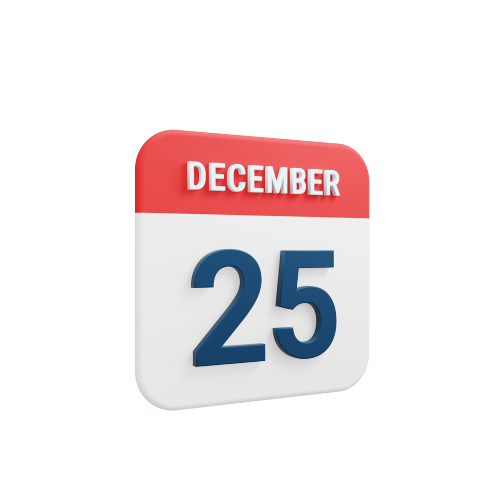 dezember realistisches kalendersymbol 3d gerendert datum 25 dezember png