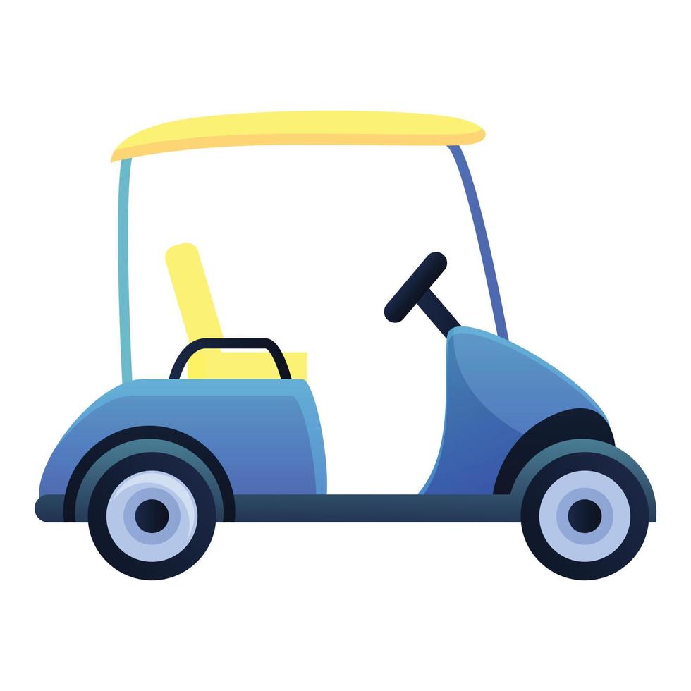 Small golf cart icon, cartoon style vector