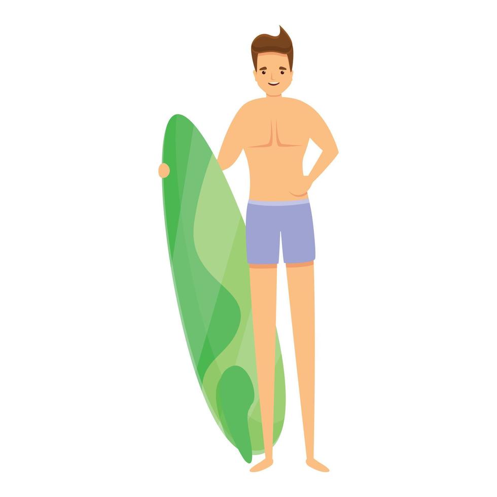 Family holidays surfing icon, cartoon style vector