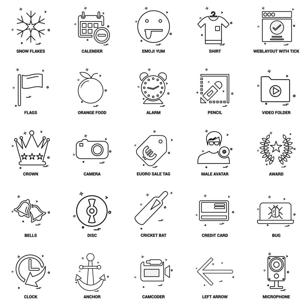 25 Business Concept Mix Line Icon set vector