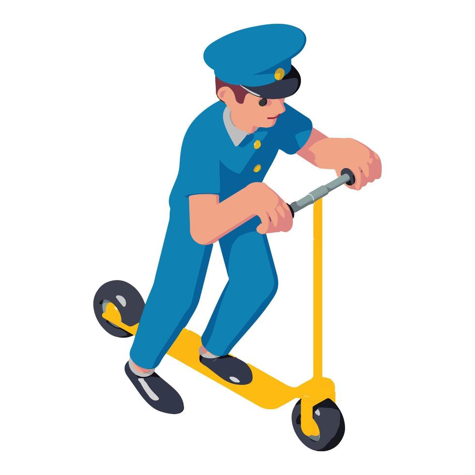 Postman new kick scooter icon, isometric style vector