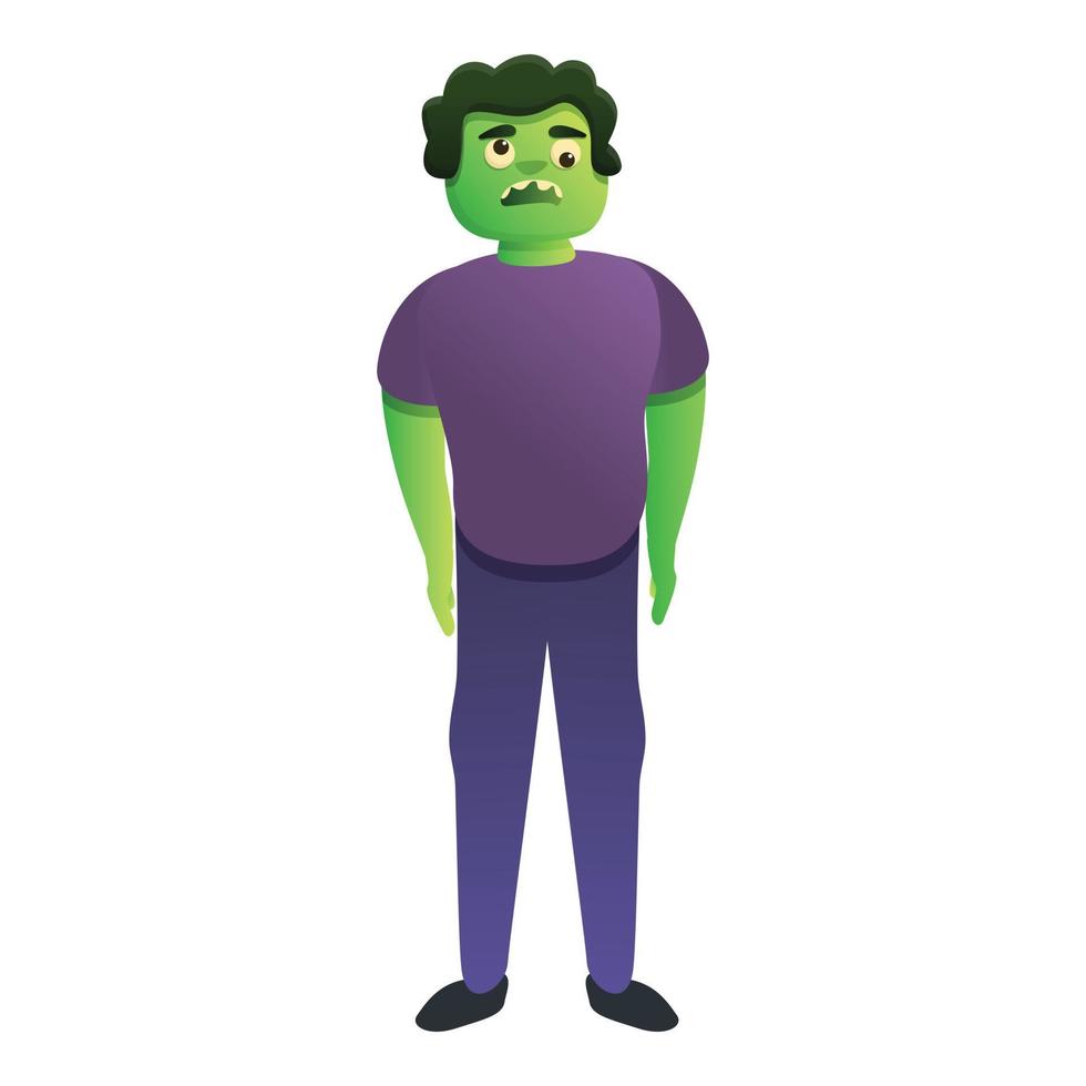 Zombie man icon, cartoon style vector