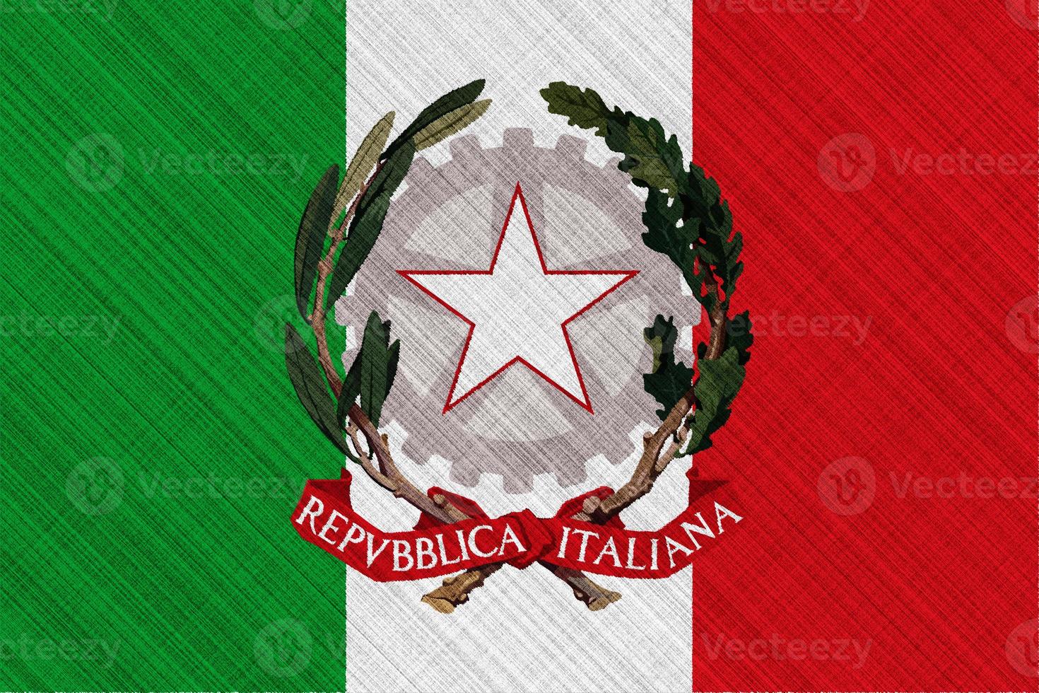 Flag and coat of arms of Italy on a textured background. Concept collage. photo