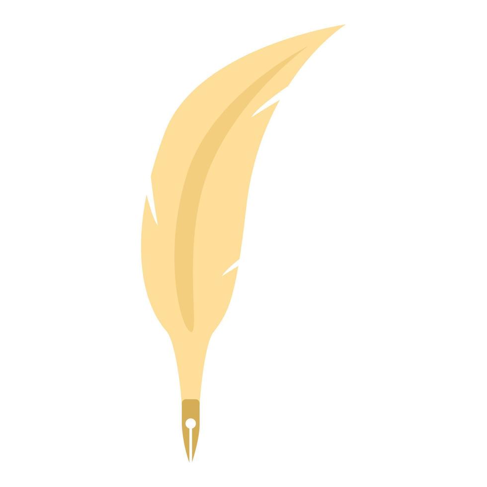 Classic writing feather icon, cartoon style vector