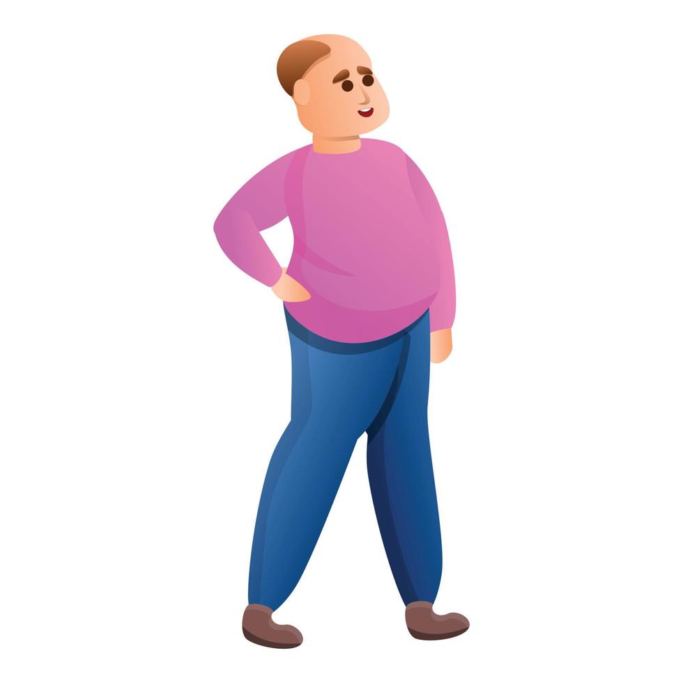 Fat man excursion icon, cartoon style vector