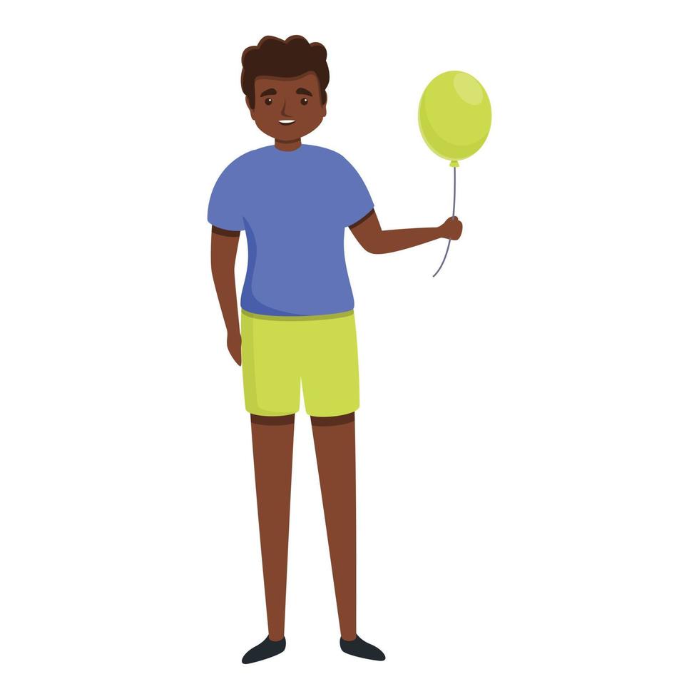 African boy with balloon icon, cartoon style vector