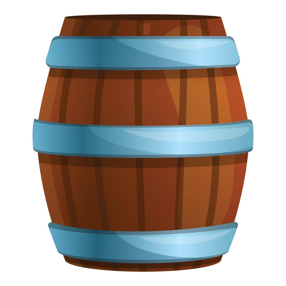 Wood barrel icon, cartoon style vector