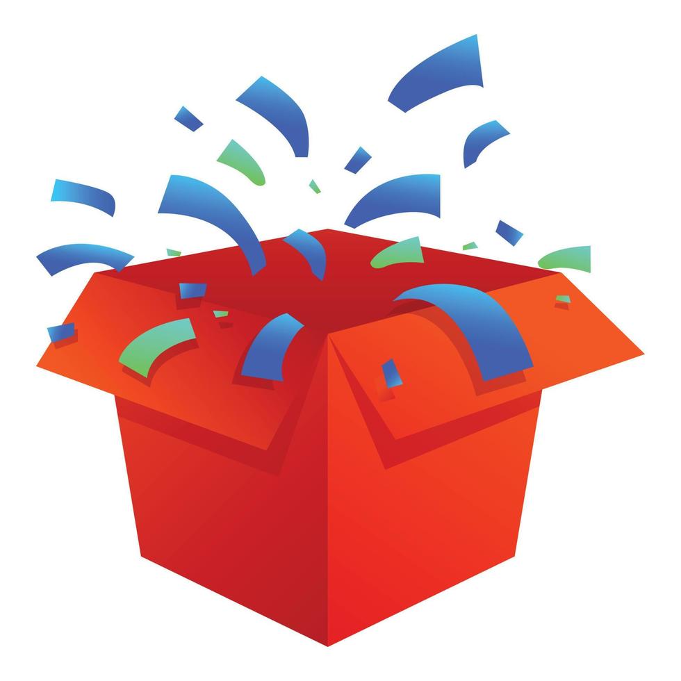 Lovely surprise box icon, cartoon style vector