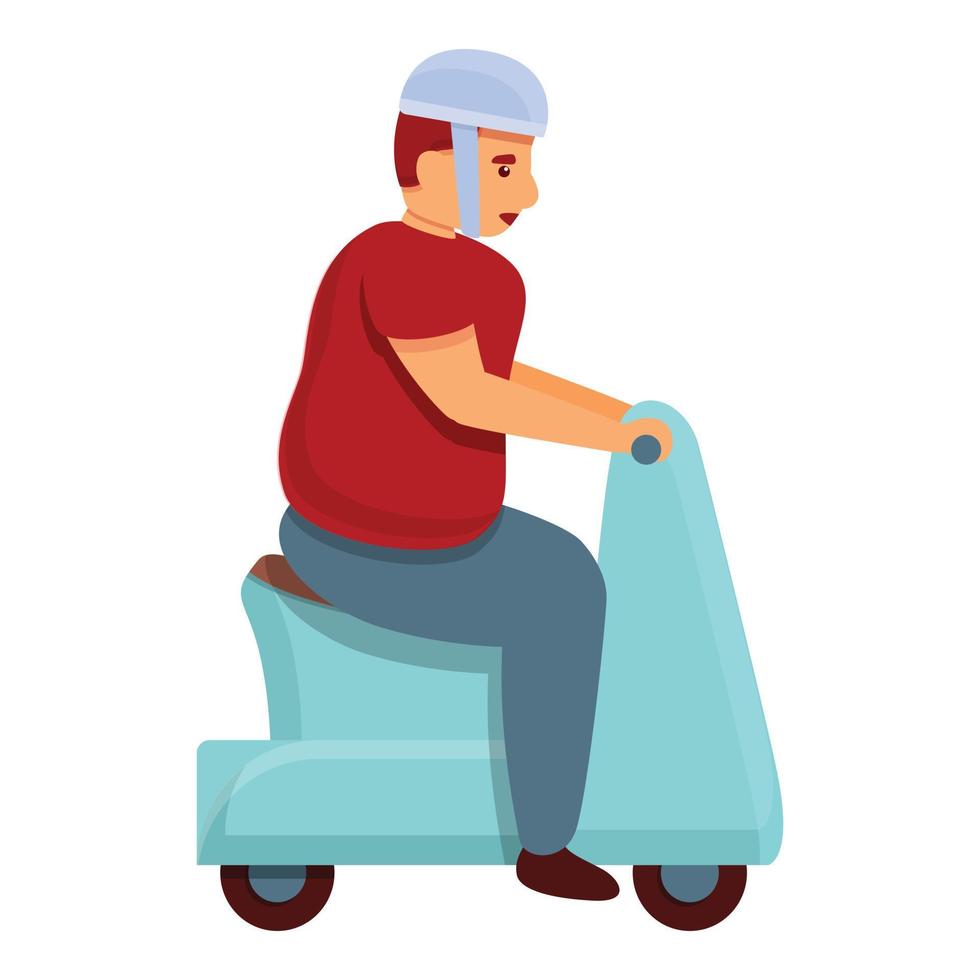 Gluttony man scooter icon, cartoon style vector