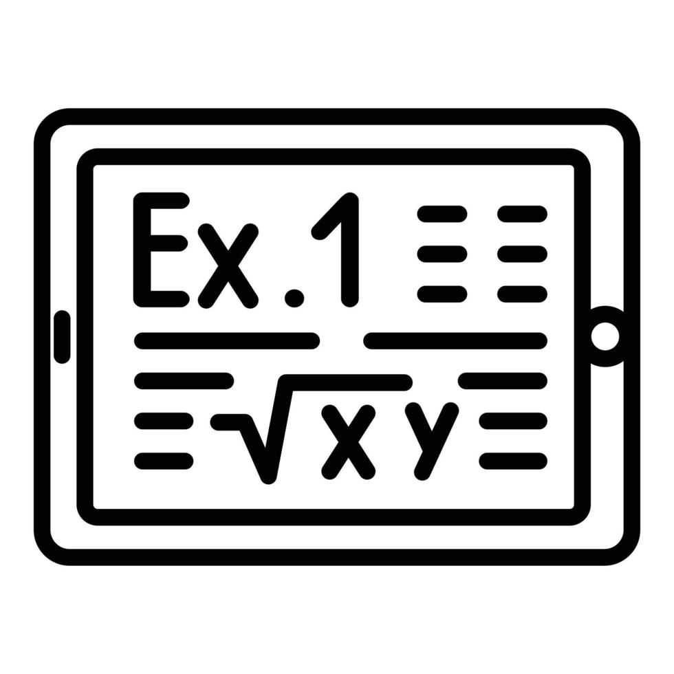 icono de tableta escolar, estilo de esquema vector