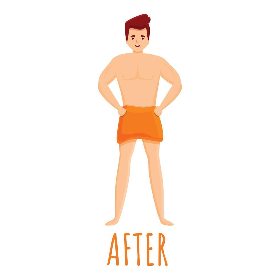 Man after laser hair removal icon, cartoon style vector