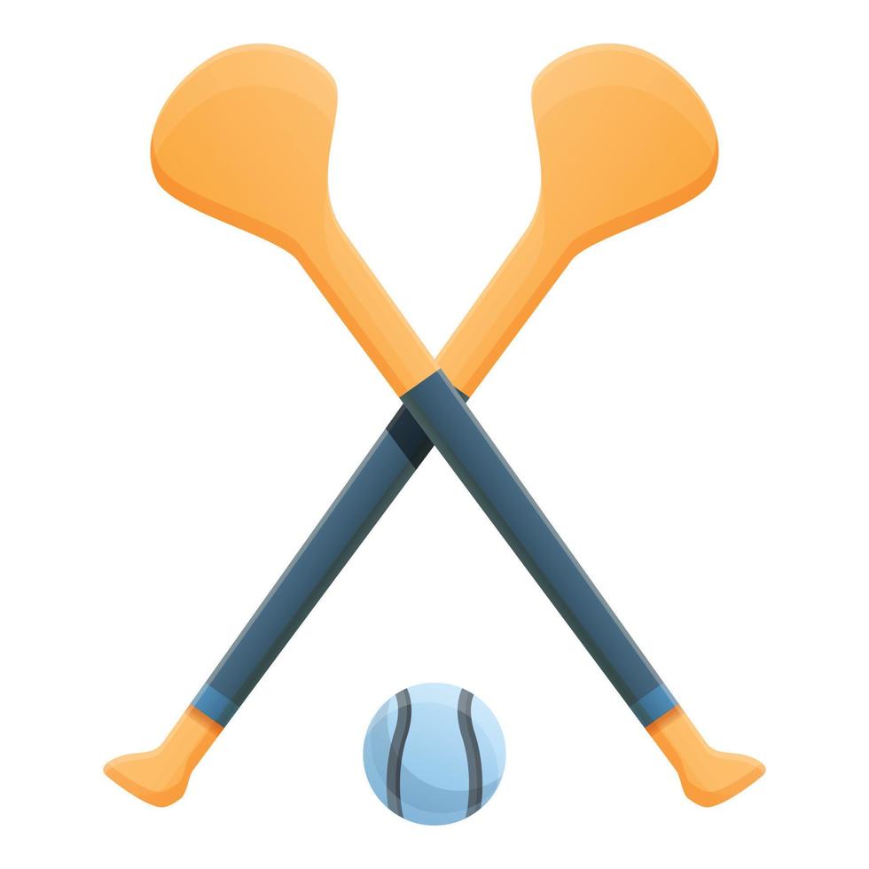 Hurling crossed sticks icon, cartoon style vector