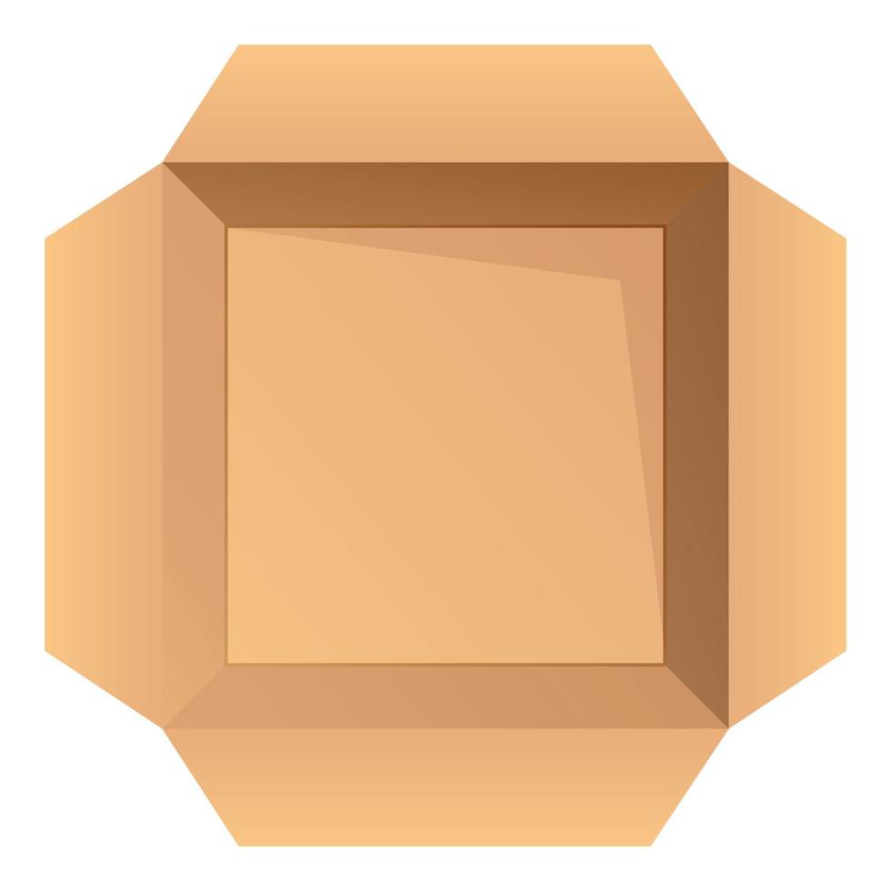 Open top view parcel icon, cartoon style vector