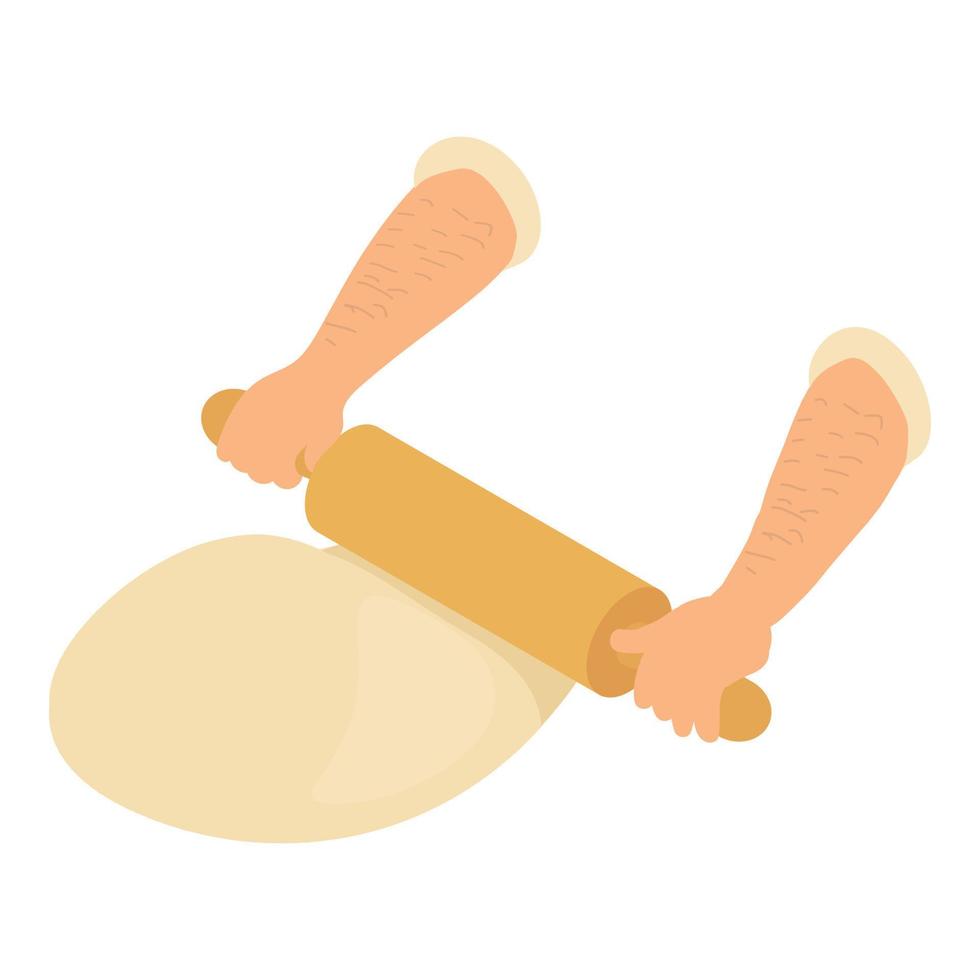 icono de proceso de masa de fábrica de panadería, estilo isométrico vector