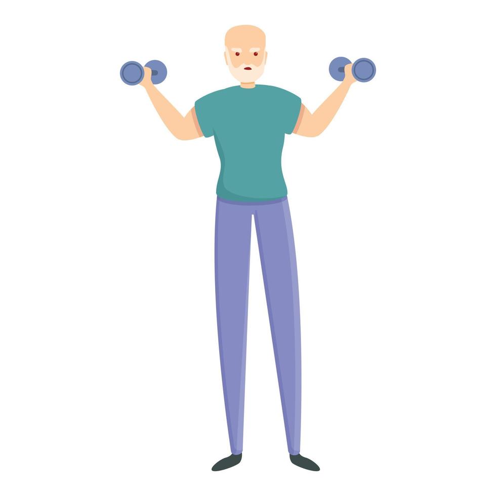 Grandpa exercise icon, cartoon style vector
