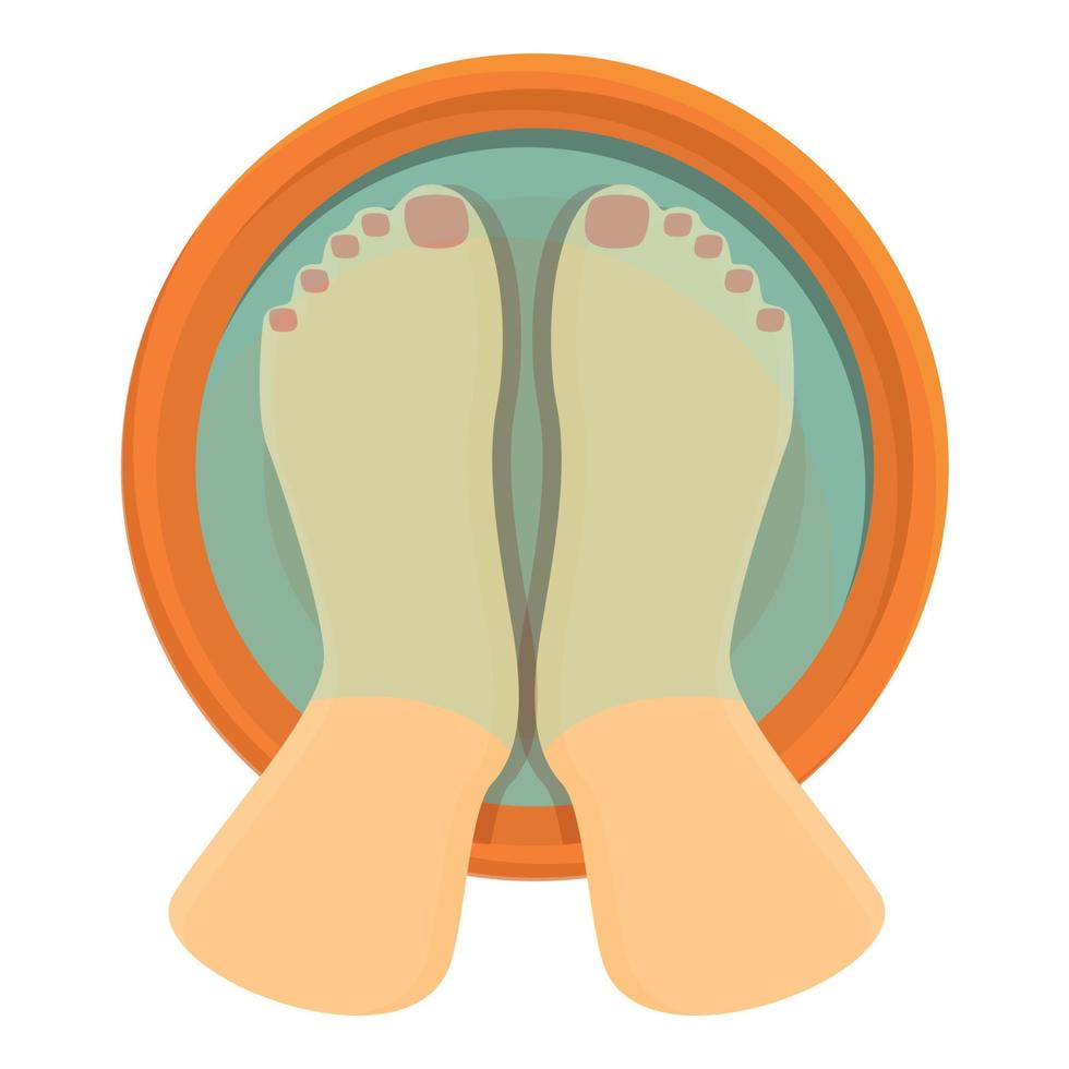 Woman foot bath icon, cartoon style vector