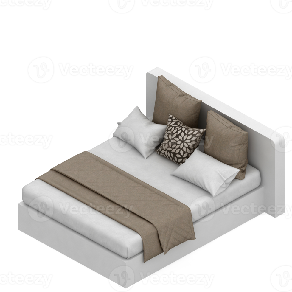 Isometric Bedroom 3D render png