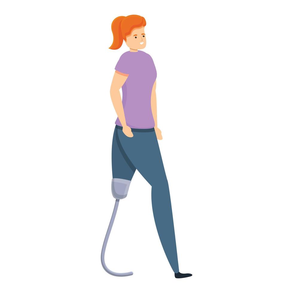 Woman leg prothesis icon, cartoon style vector