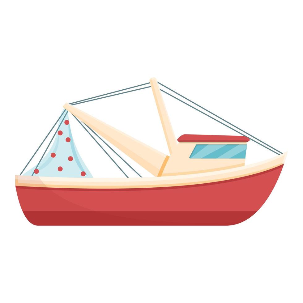 icono de barco de pesca moderno, estilo de dibujos animados vector