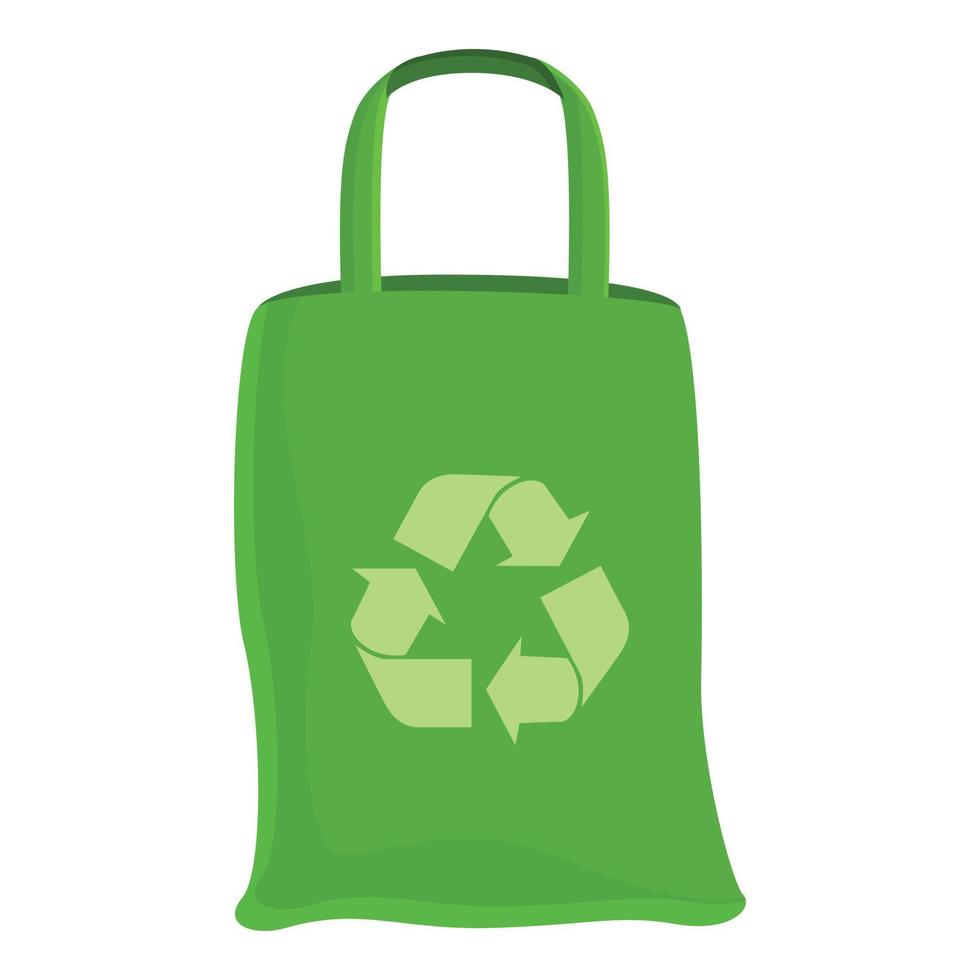 Recycle eco bag icon, cartoon style vector