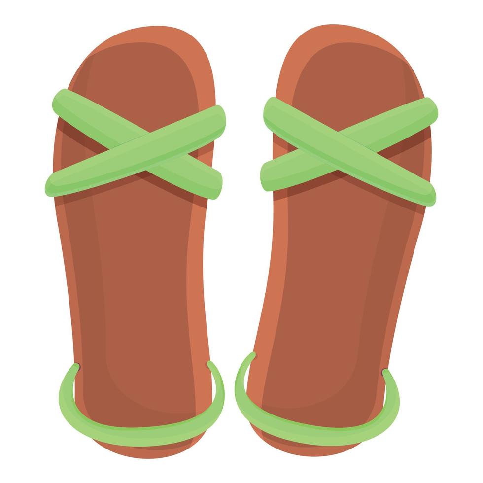 Lady sandals icon, cartoon style vector