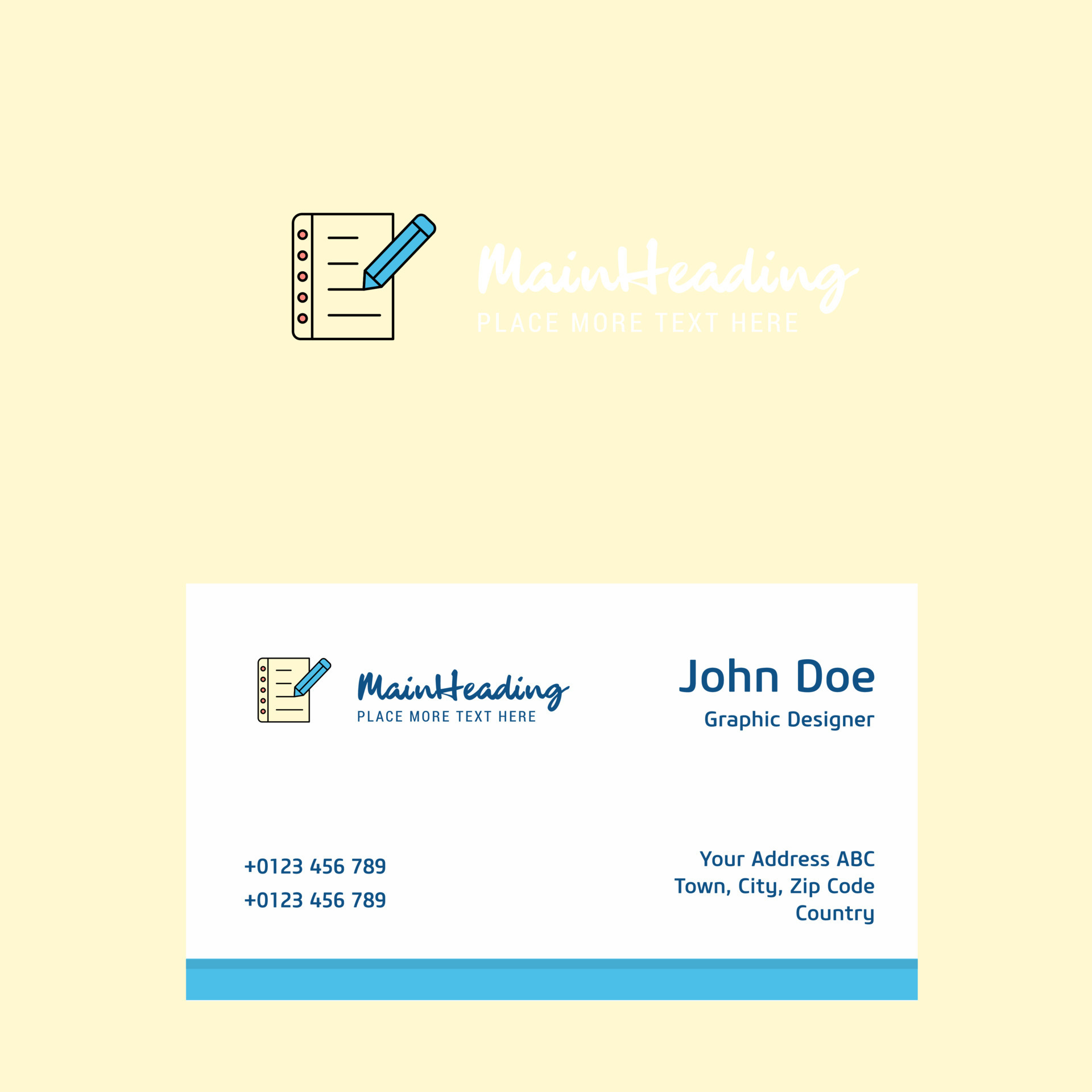 Writing on notes logo Design with business card template Elegant