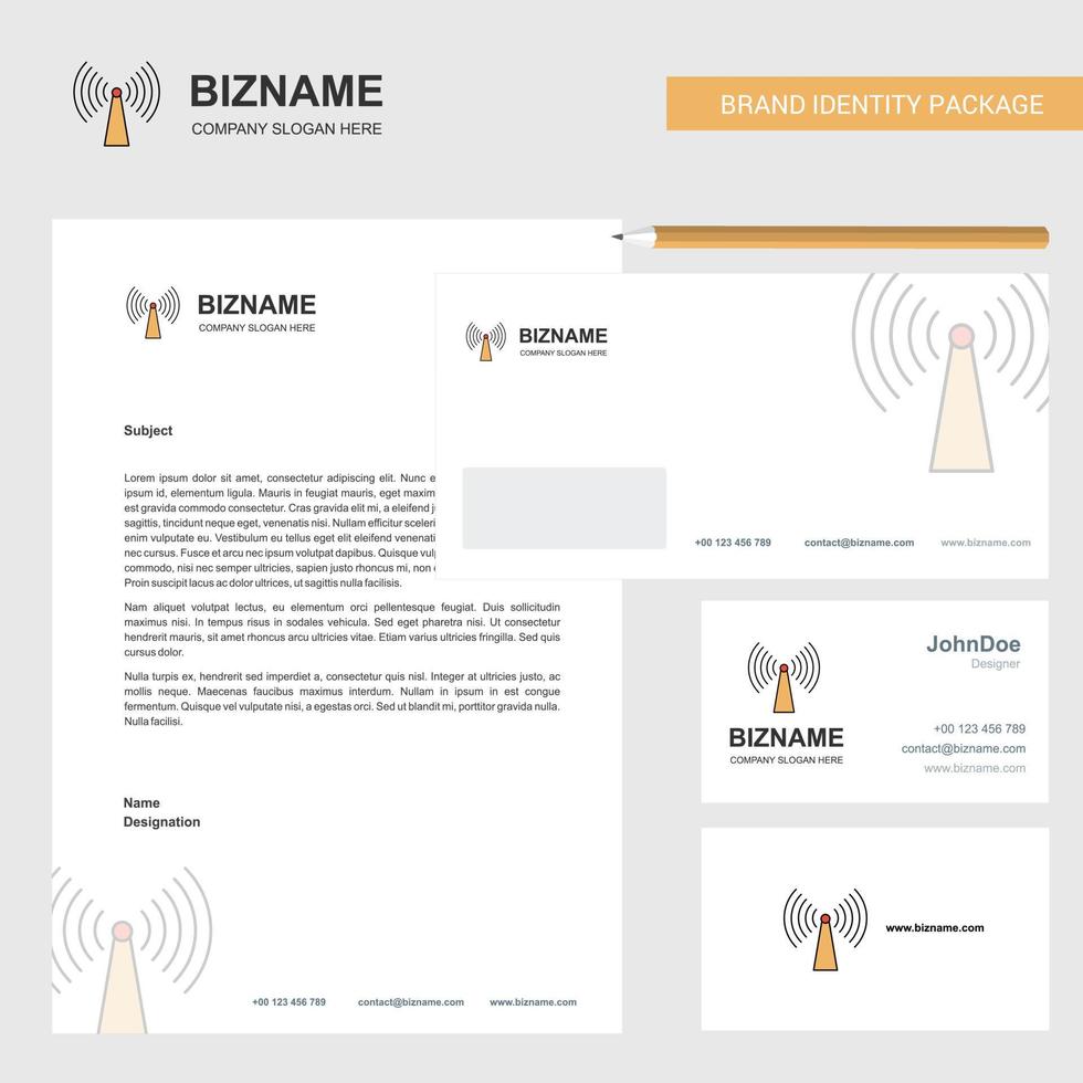 Wifi Business Letterhead Envelope and visiting Card Design vector template