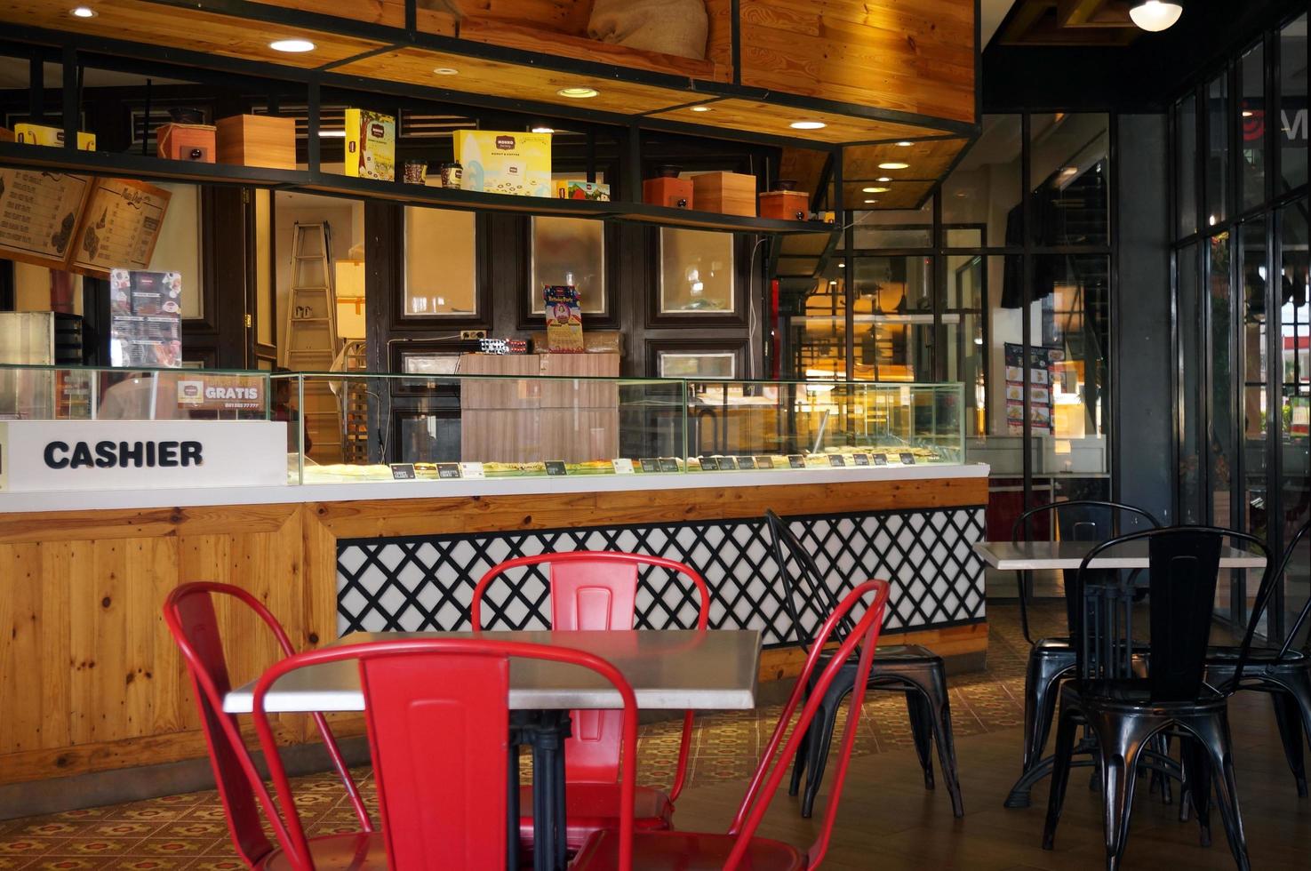 Sangatta, East Kalimantan, Indonesia, 2020 - Interior design in mokko donut and coffee shop. photo