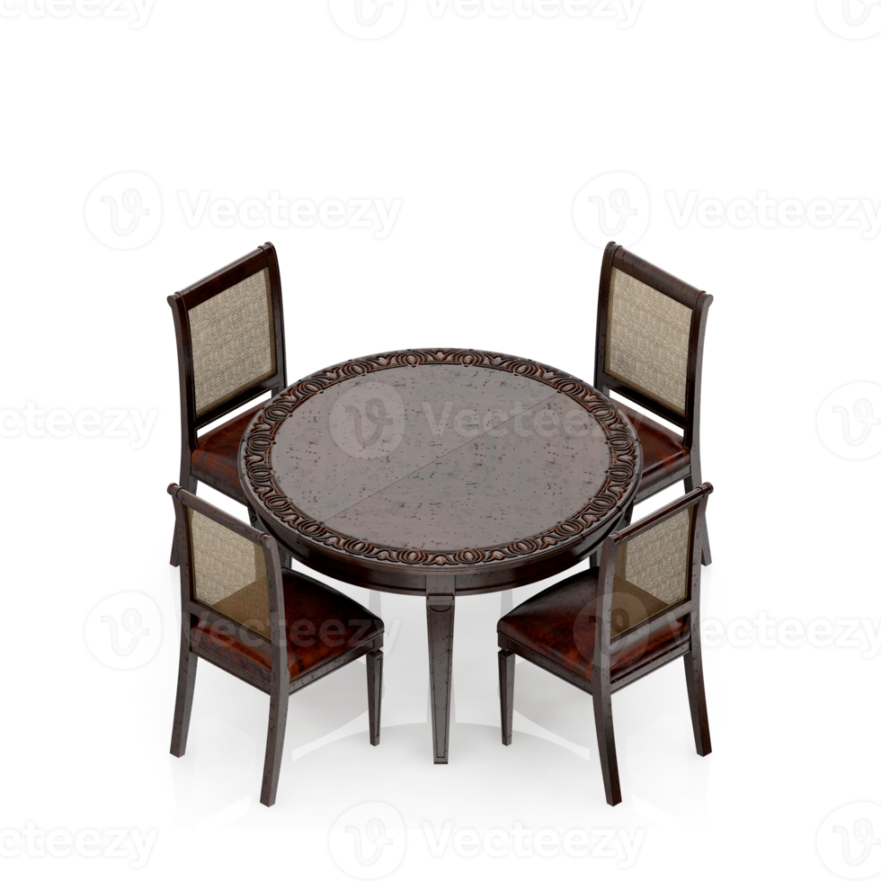 Isometric Table Set 3D render png