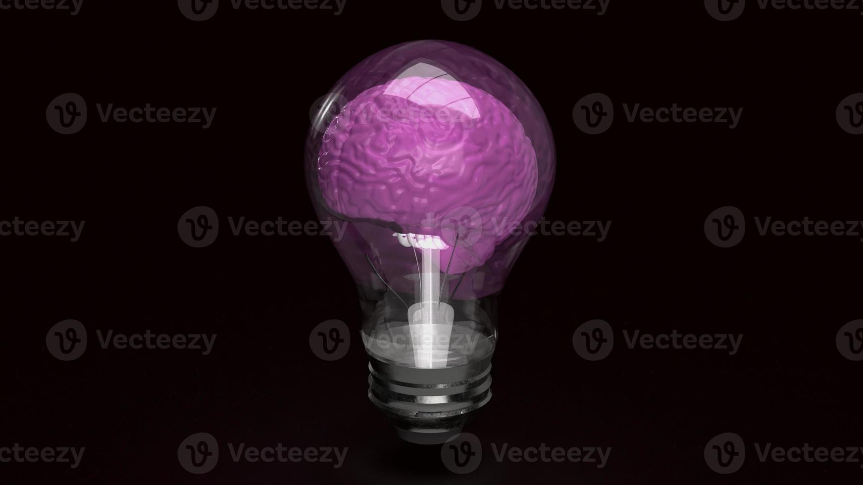 The lightbulb brain on black background  3d rendering photo