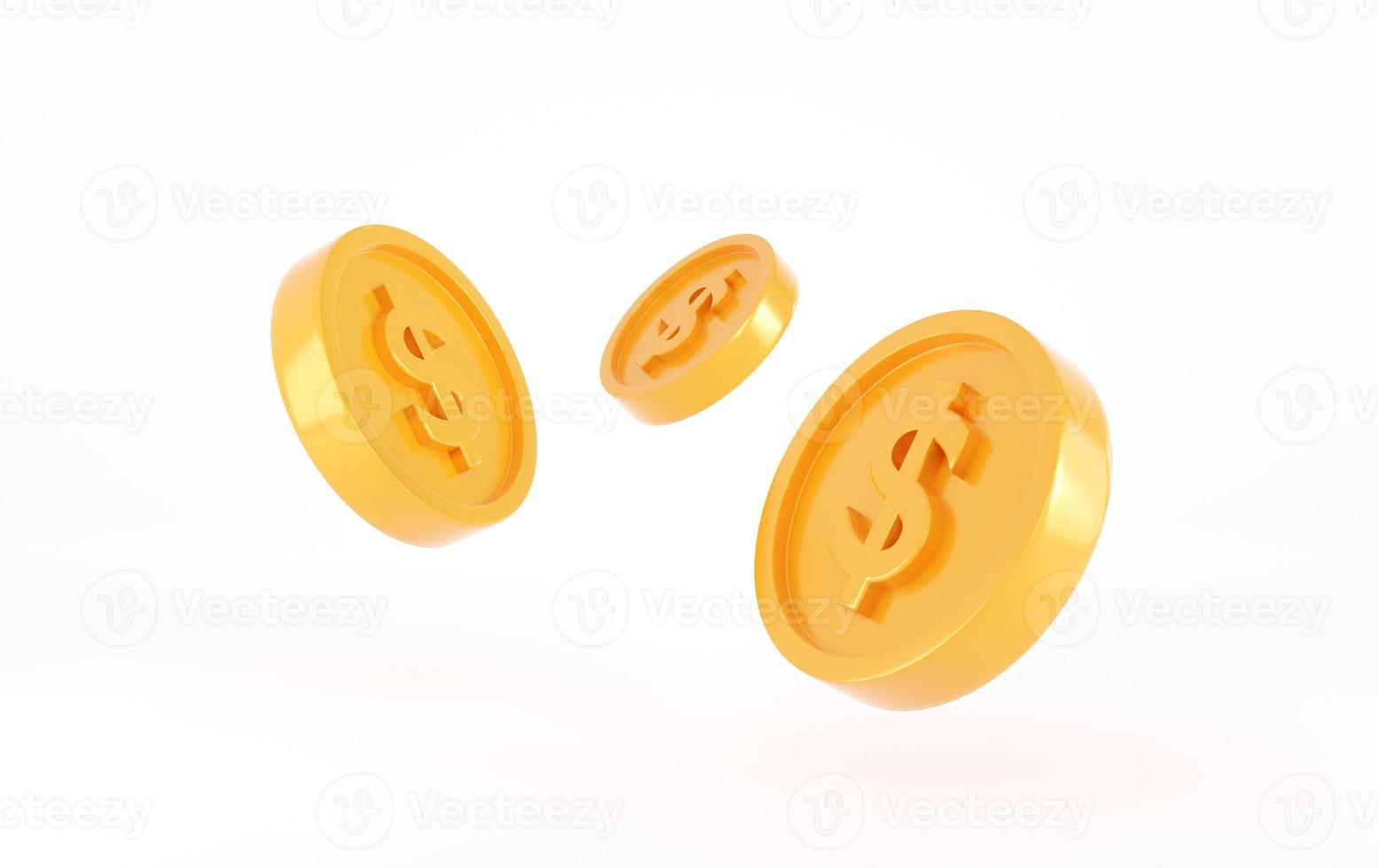 Gold coin on white background.3D Stack of Gold Coins Icon Isolated.Symbol of investment, savings and business.money management.Saving and money growth concept.Dollar Coin.3D render,Illustration. photo