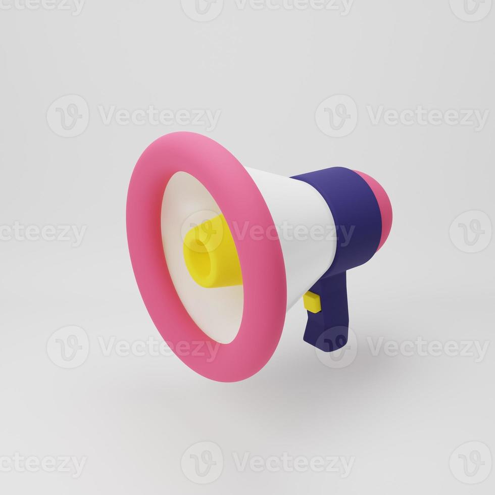 3D rendering illustration Cartoon minimal megaphone, loudspeaker advertising or promotion banner photo