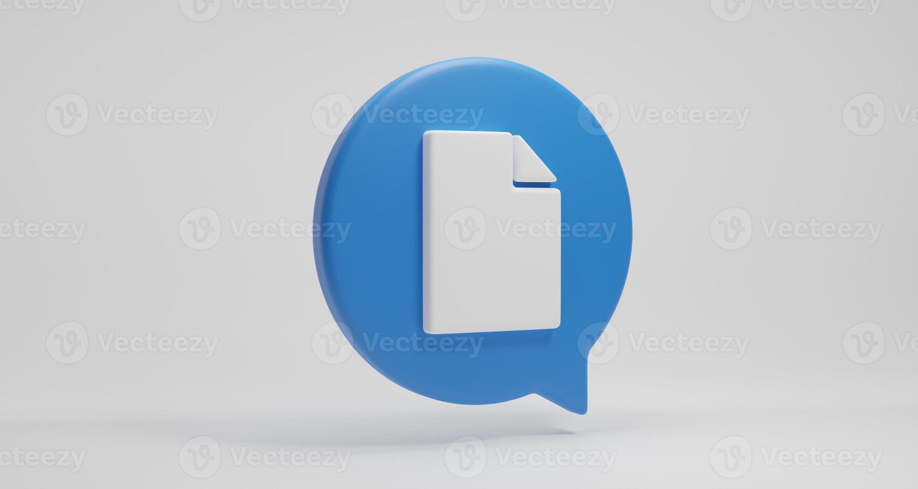 3D rendering illustration Cartoon minimal document icon message bubble, graphic element, archive mail, paper, sheet, blank, reminder, note, contract, copy photo