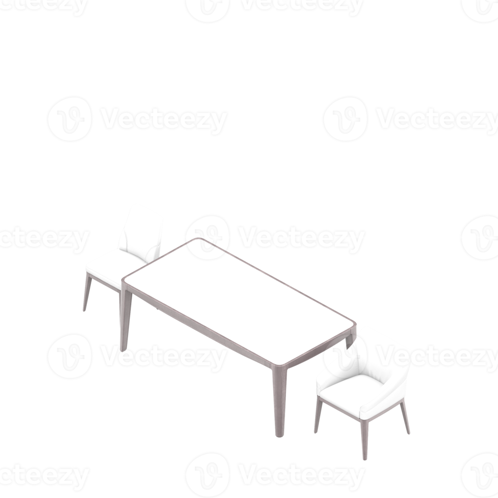 Isometric Table Set 3D render png