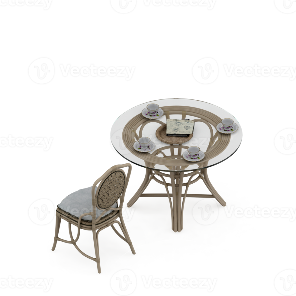 Isometric Table Set 3D render png